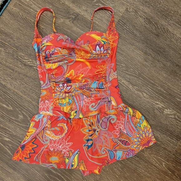 VENUS Swim Venus Swim Size Bright Print Rouched One Piece Swimsuit